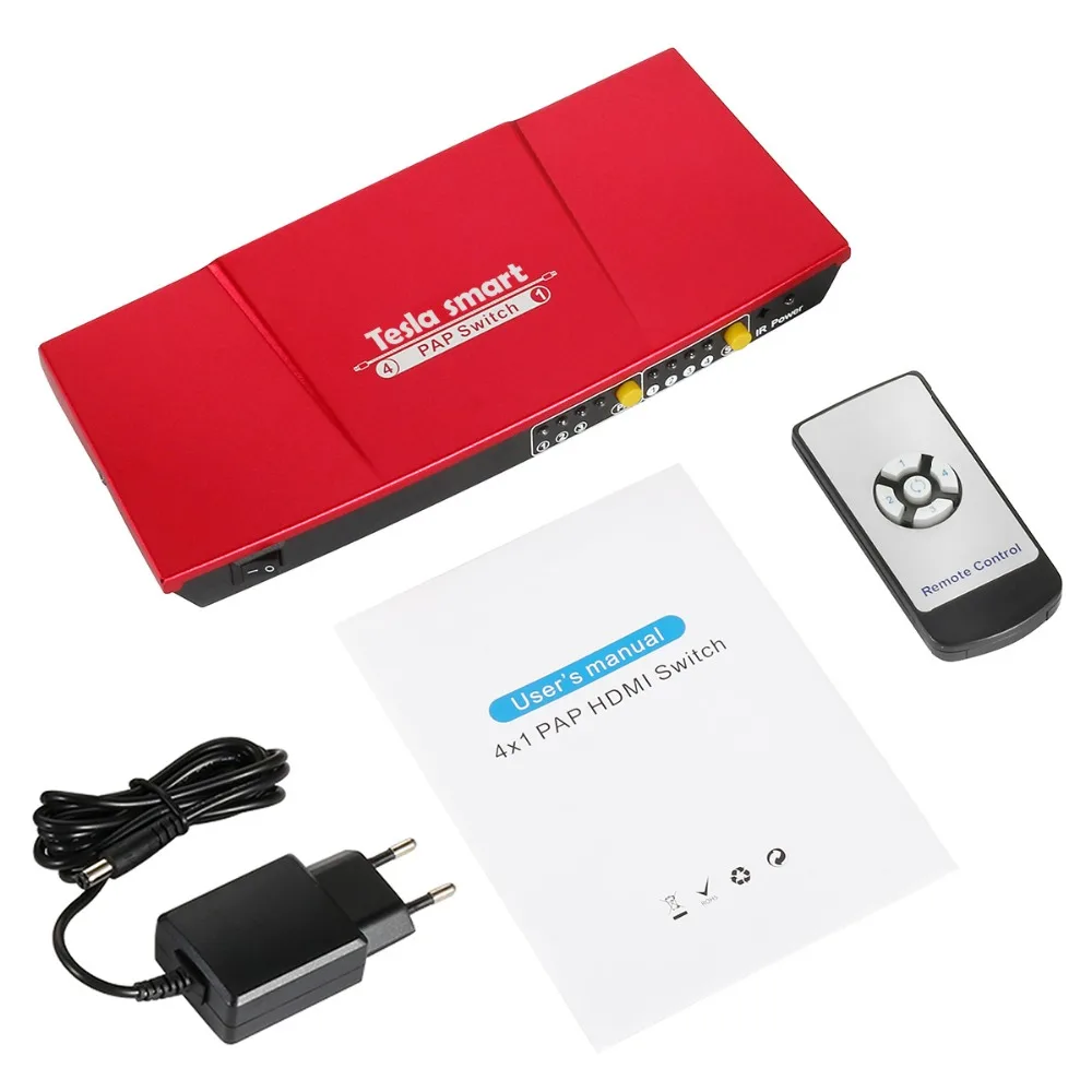 Tesla smart 4 x1 HDMI коммутатор 4 в 1 выход 1080P@ 60 Гц с функцией PAP бесшовные пути 4 Full HD источников к 1 Full HD Дисплей HDMI