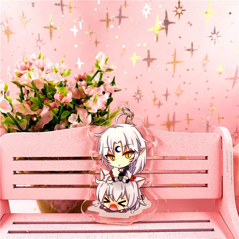 4pcs Anime Higurashi Kagome Cartoon Pendant Inuyasha Printed Acrylic Keychain Cosplay Prop Decor for Women Men Keyring Gift | Украшения и