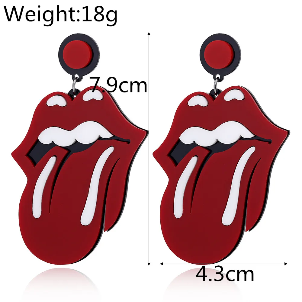YAOLOGE Creative Cartoon Red Tongue Acrylic Long Drop Earrings for Women Couple Fashion Funny Party Jewelry Halloween Gifts | Украшения и