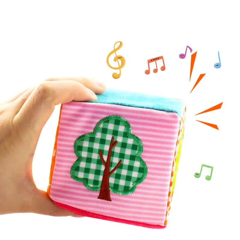 4 шт./компл. Детские Мягкие кубики развивающие игрушки с погремушкой зеркало