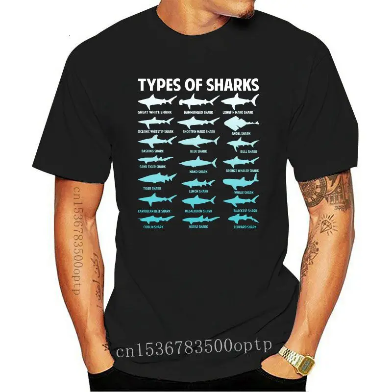 

2020 Men T Shirt Fashion 21 Types of Sharks Marine Biology T-Shirt T-Shirt