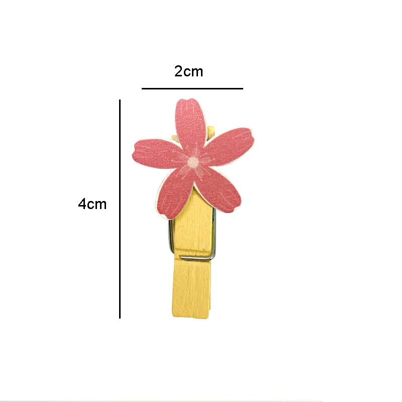 

10pcs/pack Handmade wooden with hemp rope creative cherry blossom small clip snack clip photo clip Postcard Wedding Decoration