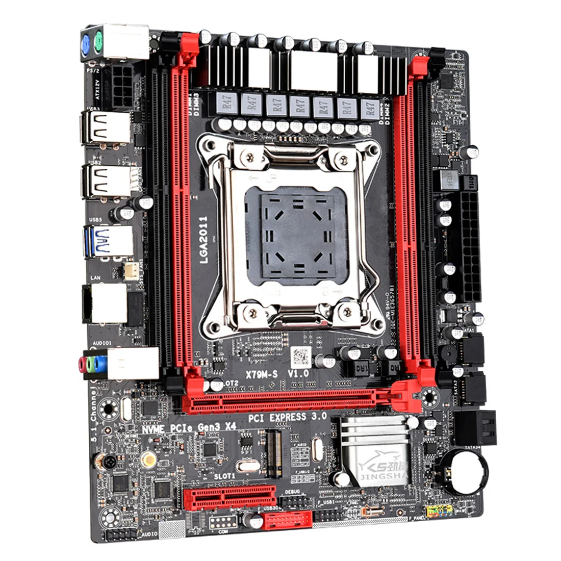 JINGSHA X79M-S 3.0 чипсет материнская плата LGA 2011 USB3.0 2-канальный DDR3 64G RAM PCI-E для NVME M.2 SSD