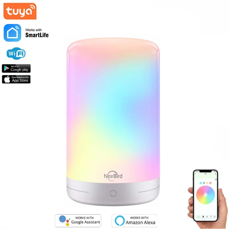 

NiteBird Smart Table Lamp LED Touch Bedside Lamp With EU Adapter RGB Dimmable Smart Night Light Works With Alexa Google Home