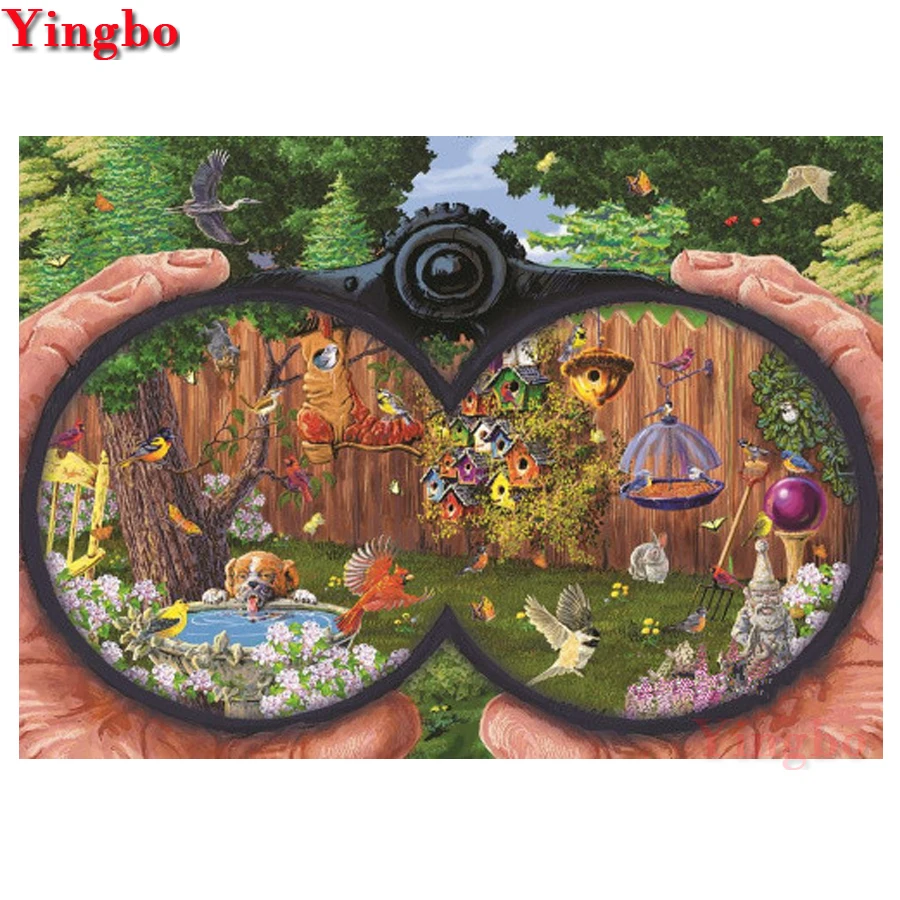 DIY 5D полная Алмазная вышивка крестиком камера лесная мозаика абстрактное