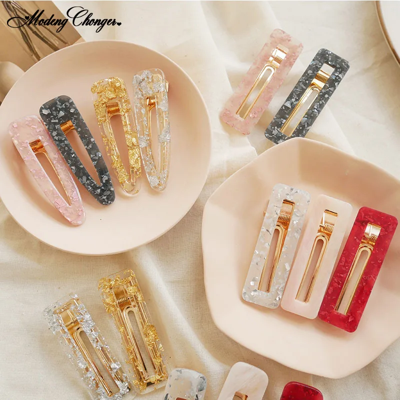 

1PC New Fashion Hairpins Barrettes Headbands For Women Acrylic Hollow Waterdrop Rectangle Hair Clips Girls Hair Accessories Hot