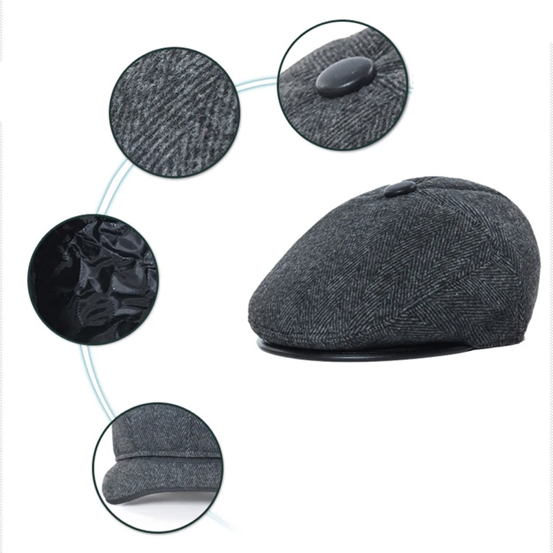 Новинка мужские Зимние береты для отдыха полосатая шапка папы шапки берет