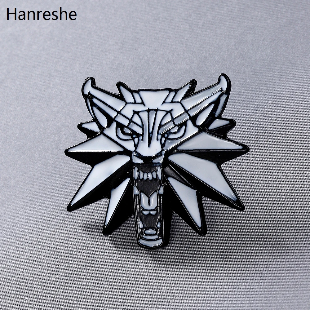 Ведьмак 3 Дикая Охота Волчья Голова эмалированная брошь красивое штырь отворотом