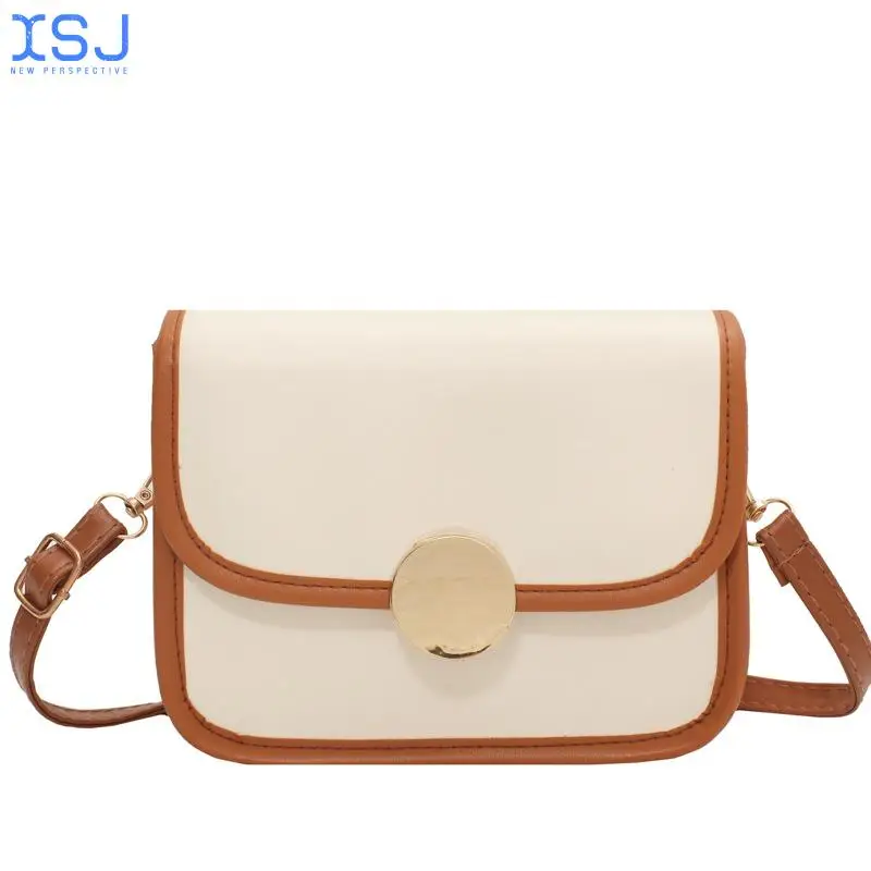 

Simple Design Trend Fashion Casual Messenger Shoulder Bag Female Summer Texture Round Lock Small Square Bag
