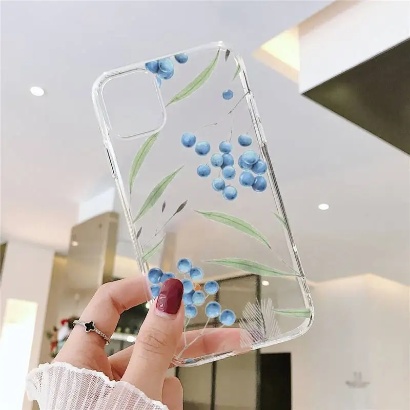 

Watercolor plants with flowers Phone Case Clear Transparent for iPhone 11 12 mini pro XS MAX 8 7 6 6S Plus X 5S SE XR 2020
