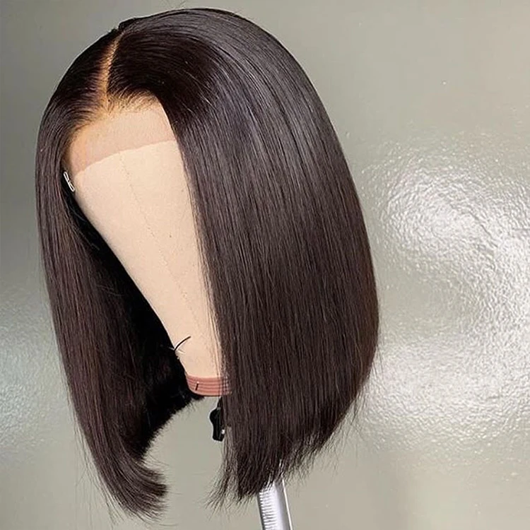 Straight Bob Human Hair Wigs 4X4 Lace Closure Short Wig CheetahBeauty HAIR Brazilian | Шиньоны и парики