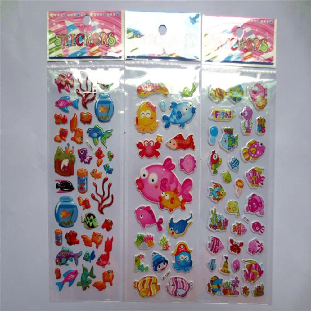 

5 Sheets/set Love Heart Marine life Animals Scrapbooking Bubble Puffy Stickers Sea Fishes stickers Kawaii Reward Kids Toys