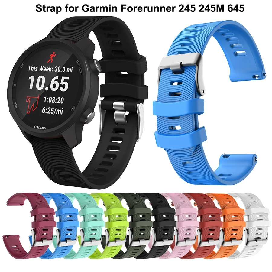 20 мм спортивный силиконовый ремешок для часов Garmin Forerunner 245 245M 645 Vivoactive 3 умный