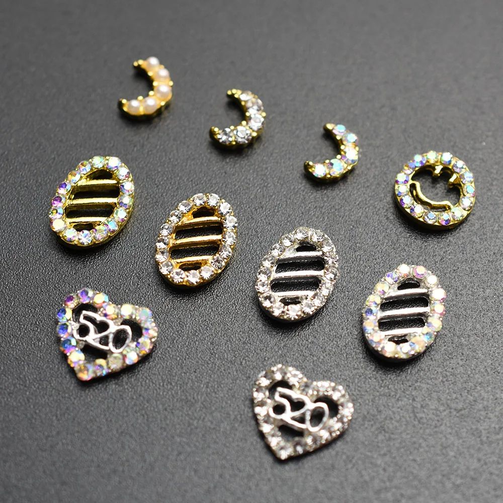 10 шт золотые серебряные квадратные луна сердце AB Стразы украшения для дизайна