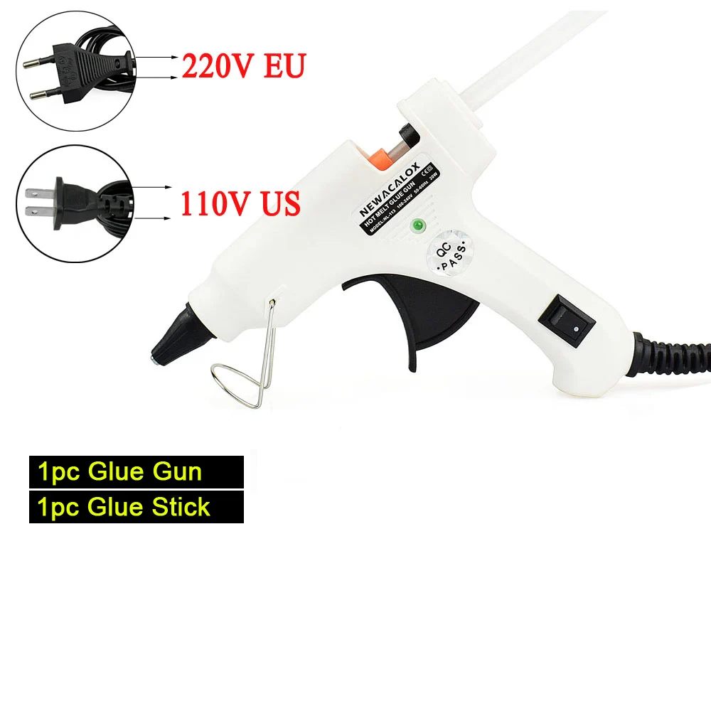 White Glue Gun Newacalox 20 Вт EU/us вилку термоклей Пистолеты для склеивания с 20 штук 7 мм Клей-карандаш промышленных мини Пистолеты thermo клеевым пистолетом тепла Температура инструмент - Цвет: White Glue Gun