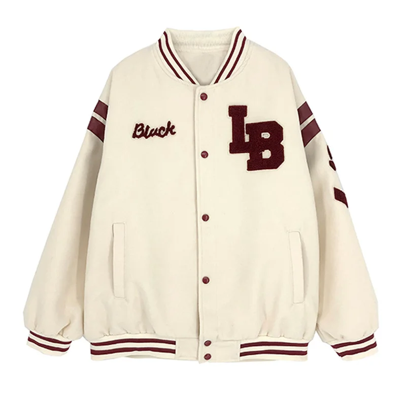 

Female bomber jacket, lettered baggy baseball uniform, women's winter coat, 2021.