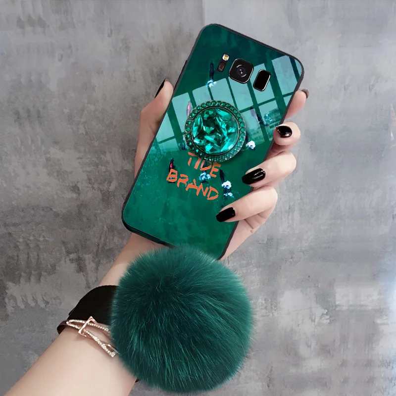 Изумрудно-чехол для samsung Galaxy A50 A51 S6 S7 край S8 S9 S10 S11 Plus Note 8 9 10 Pro j4 j5 2017 натуральным