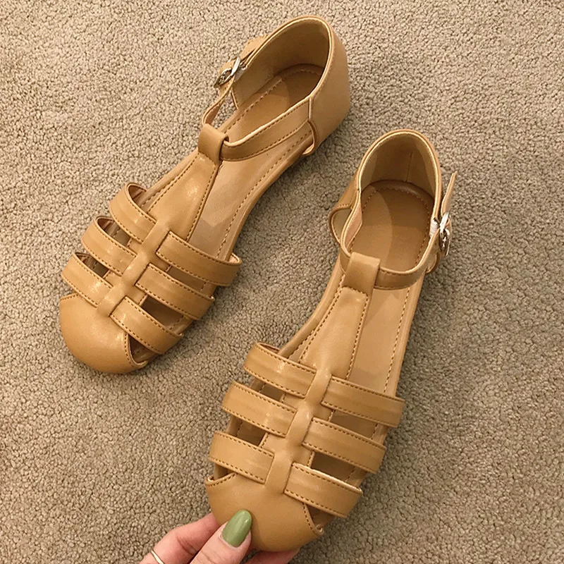Римские пляжные сандалии для отпуска Женская обувь Летние из мягкой кожи с