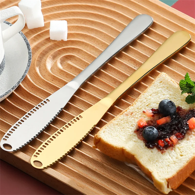 

Stainless Steel Butter Knife Holes Cheese Dessert Knife Cutlery Toast Wipe Cream Bread Cutter Tableware Kitchen Tools