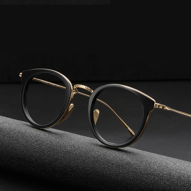 

Круглые очки для чтения в стиле ретро из титана и ацетата, оправа для мужчин и женщин, винтажные оптические очки с полным ободком, японские Б...