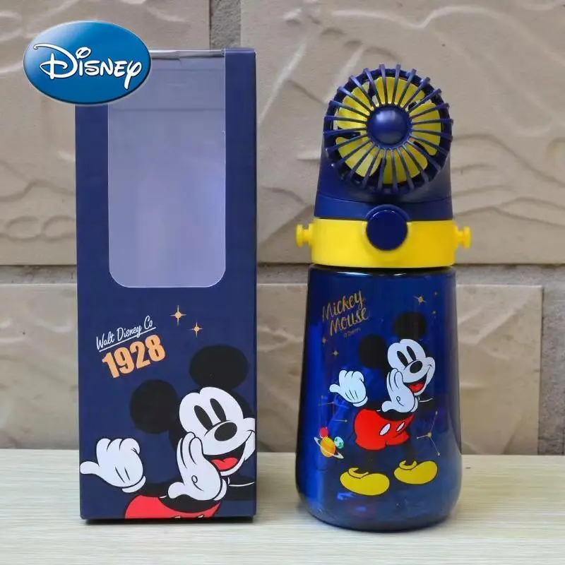 

Disney Mickey Mouse Minnie Frozen Aisha Princess Children's Water Cup Summer with Fan Straw Cup Kindergarten Baby Sling Kettle