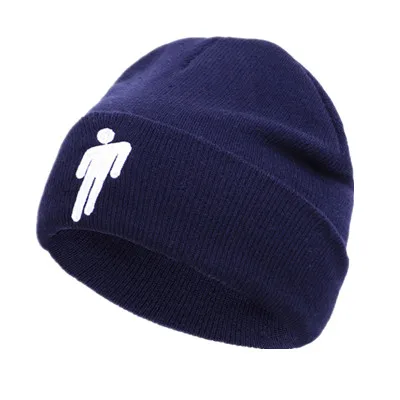 Billie Eilish Beanie, 15 цветов, вязаная зимняя шапка, одноцветная, в стиле хип-хоп, вязанная шапка Skullies, шапка, аксессуар для костюма, подарки, теплая зимняя шапка - Цвет: Тёмно-синий