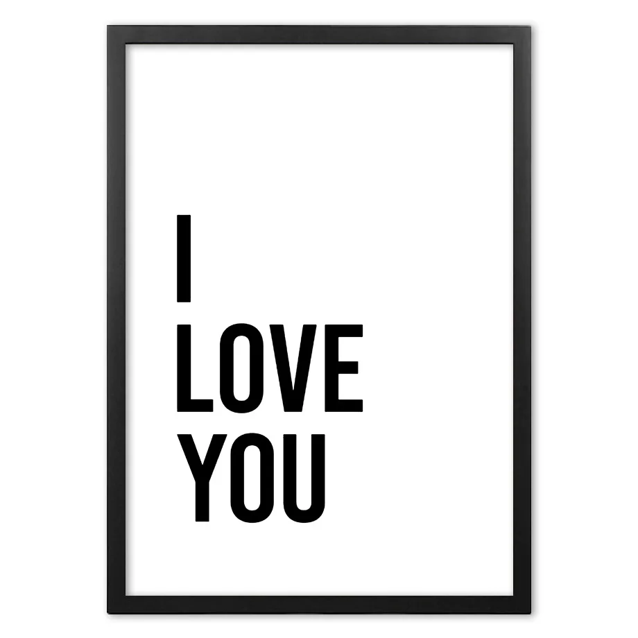 Надпись I love You в скандинавском стиле напечатанная на стену бумага с принтом