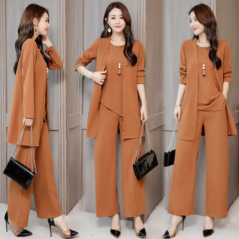 Женский жилет с шалью размера плюс широкие брюки 2020 весенний и осенний костюм