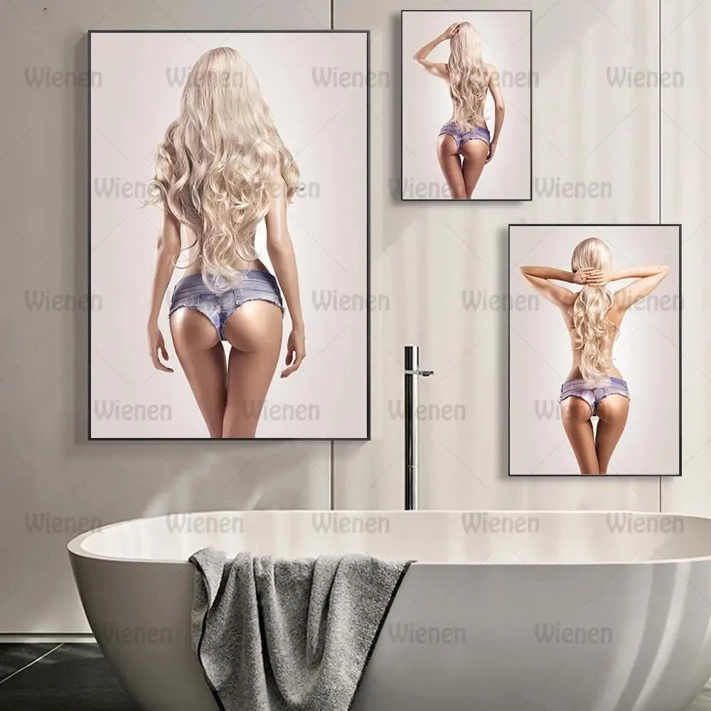

Canvas Paintings Sexy Semi-Nude Blond Women Pattern Posters and Prints Girls Wall Pictures Figure Art for Bathroom Living Room