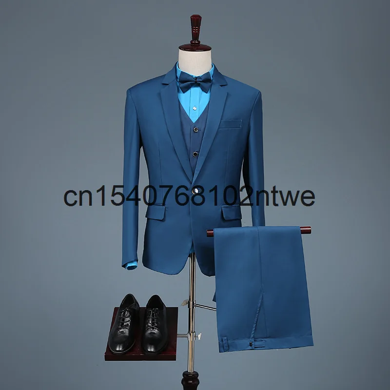 

Suit men's fake pocket 2021 slim groom suit men's wedding best man group dress business dress