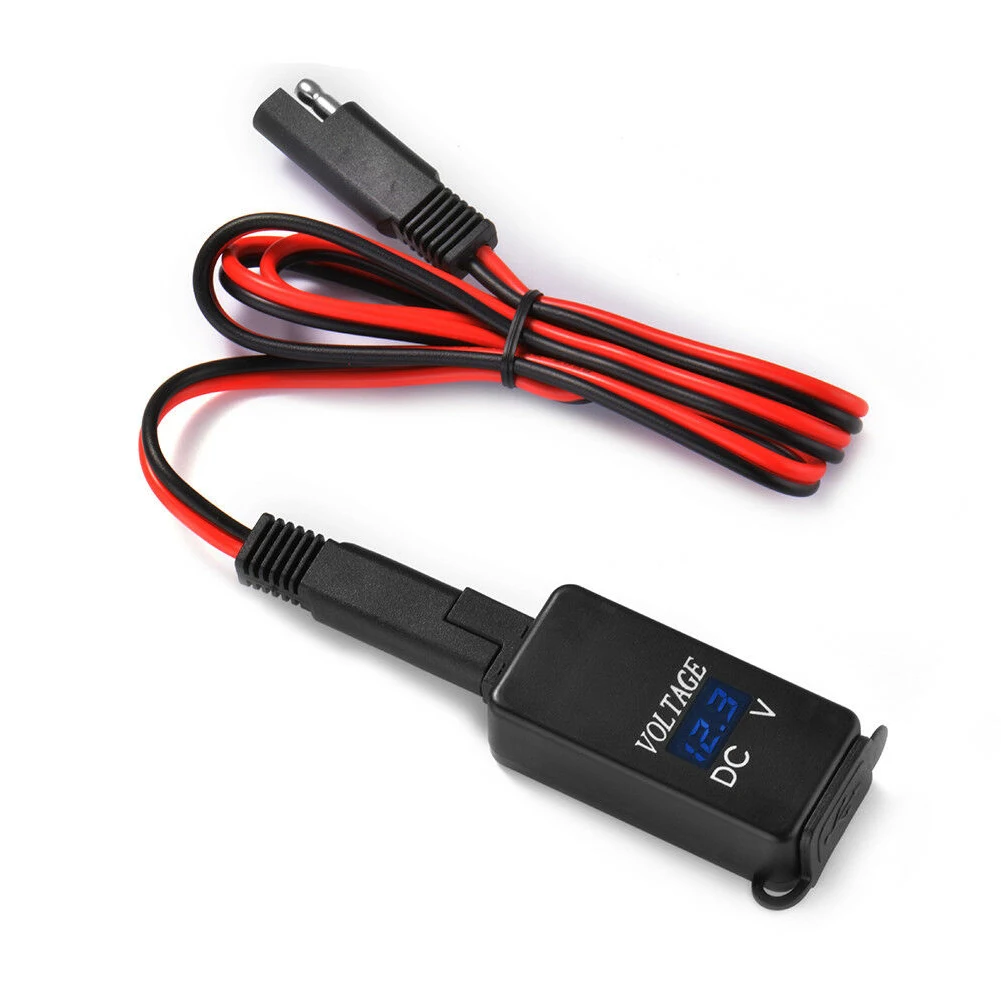 12-24 В мотоциклетный зарядный адаптер пылезащитный светодиодный вольтметр SAE к USB