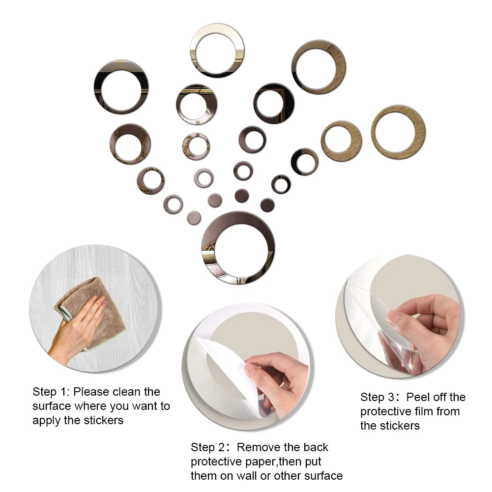 24 шт. 3D наклейки на стену в виде круглых точек с зеркальным эффектом|Наклейки