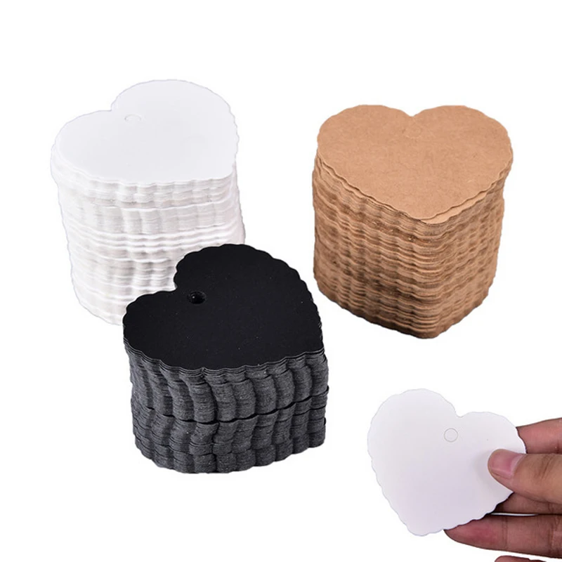 80 шт./лот креативные крафт бумажные бирки в форме сердца этикетки с логотипом