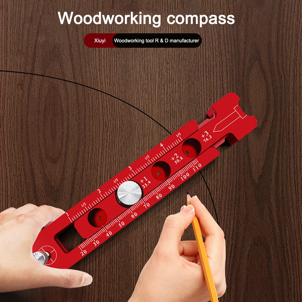 

Woodworking Professional Scriber Line Marking Gauge Compass Circle Arc Drawing Ruler Decorative Figure Carpenter Tools