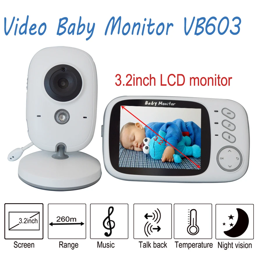 

VB603 Video Baby Monitor 2.4G Wireless With 3.2 Inches LCD 2 Way Audio Talk Night Vision Surveillance Security Camera Babysitter