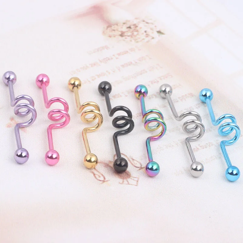 

Stainless Steel Silver Industrial Piercing Cartilage Barbell Earring Pink Ear Industrial Piercing Studs Lightning Pircing