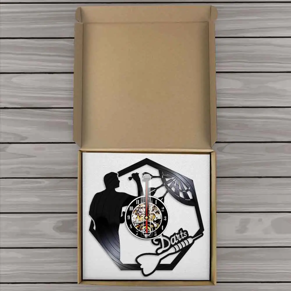 Дротика настенные художественные виниловые часы мужская пещера Паб Клуб игровая