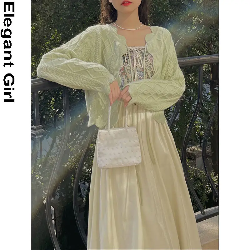 

Women Dress Designer Elegant Sweet Lace-up Chiffon Fairy Midi Dress Vintage Floral Print Strap Holiday Beach Summer Dress 2021