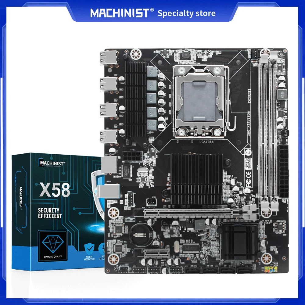 

Machinist X58 Материнская плата с поддержкой LGA 1366 CPU REG ECC / Non-ECC Серверная память и процессор Xeon X58 V1608