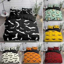 Euro 3D Bedding Set Halloween Bat Duvet Cover Camuflaje Housse De Couette Home Polyester Bedclothes for Adult Children Full Size