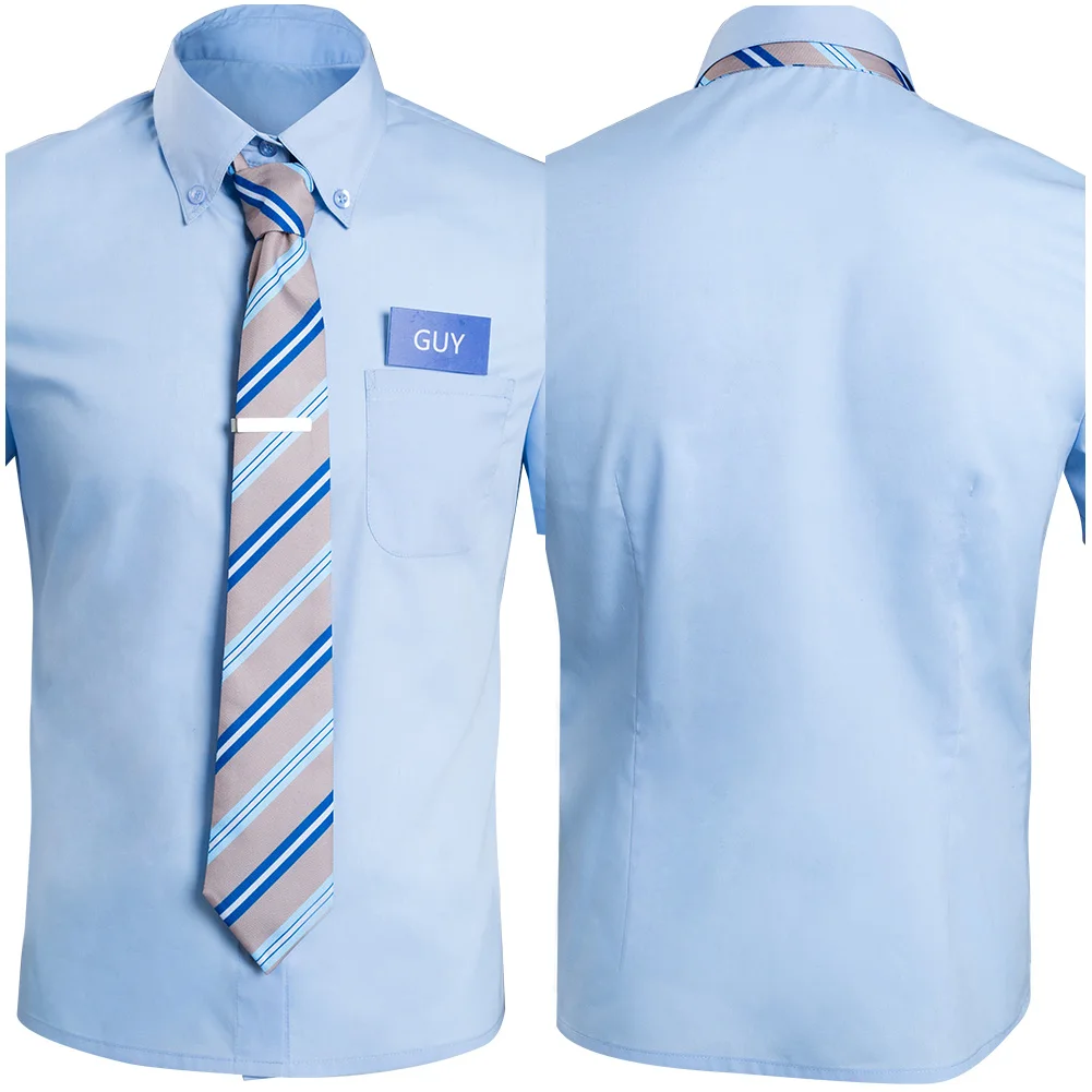 

FREE GUY - Guy Cosplay Costume Blue Shirt Halloween Carnival Suit