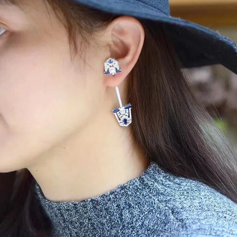 Одна пара полностью покрытые цирконием манжеты серьги гвоздики S925 Pin псевдо