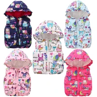 2021 toddler baby girls vest autumn winter warm cartoon bird hooded waistcoats for kids 5 color children jacket birthday present