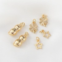 copper metal 14k real gold plated clover peanut star charms pendants high quality for diy jewelry findings accessories wholesale