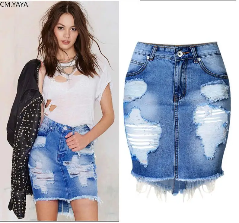Женская джинсовая юбка с завышенной талией винтажная Модная Джинсовая карманами
