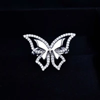 new design pave bright gemstone butterfly wedding ring for women cz jewelry silver engagement student party chain ring gift