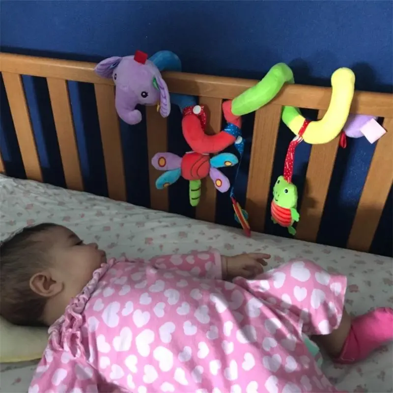 

Elephant Cartoon Stroller Arch Rattles Hanging Cute Plush Animals Style Bed Around for Baby Education Toy Spiral Wrap Around Bed