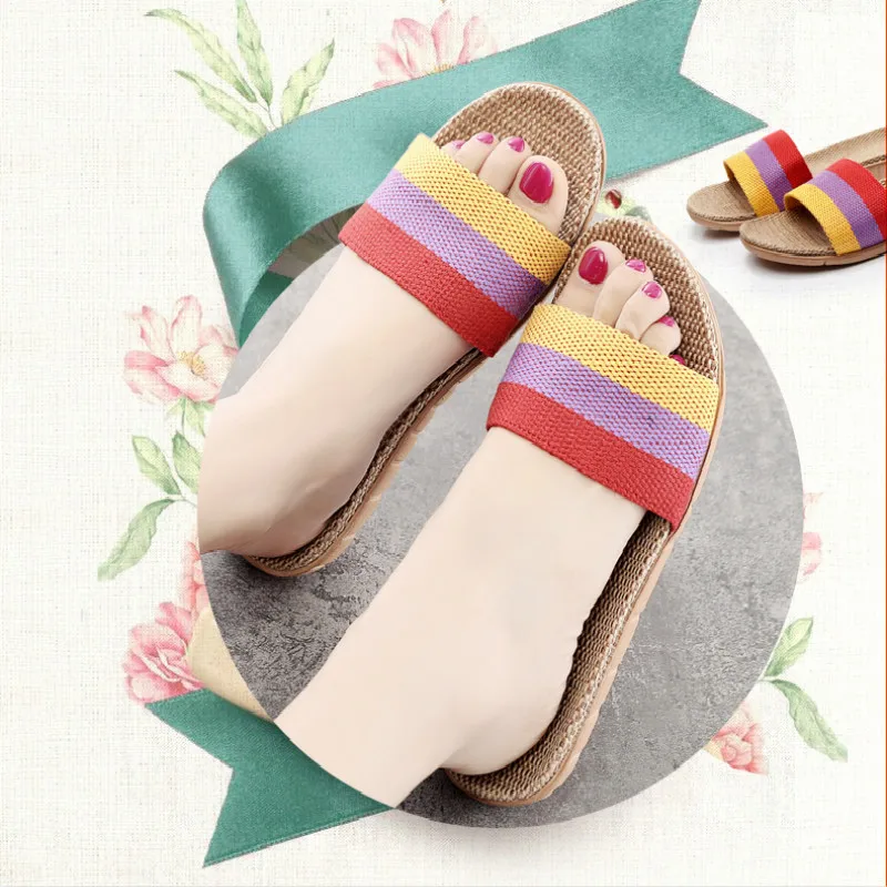 

2020 Linen Home Slippers Shooting Beach Women Slippers Slippers Unisex Family Slippers Thick Bottom Indoor Sandals and Slippers