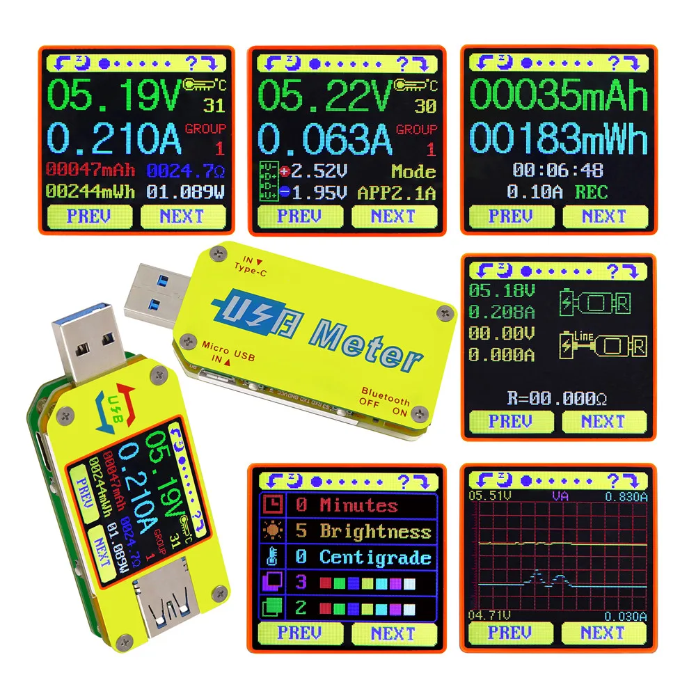 Вольтметр UM34 UM34C LD35 HD25 USB 3.0 постоянного тока амперметр измеритель напряжения для