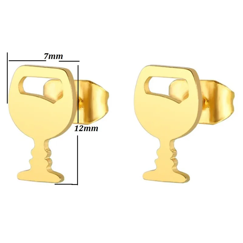 Женские серьги гвоздики из нержавеющей стали в виде стакана|Серьги-гвоздики| |